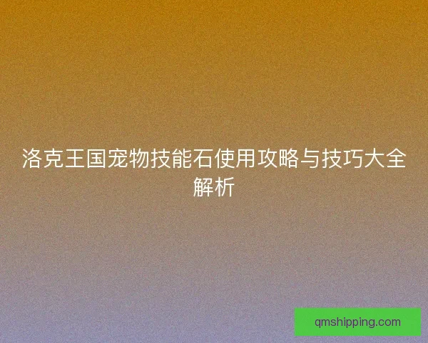 洛克王国宠物技能石使用攻略与技巧大全解析